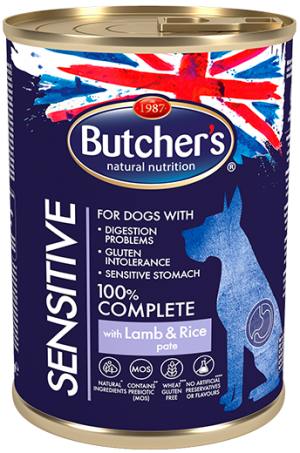 Butcher's Functional Sensitive 390г - Пастет за чувствителни към храната кучета, с агнешко и ориз