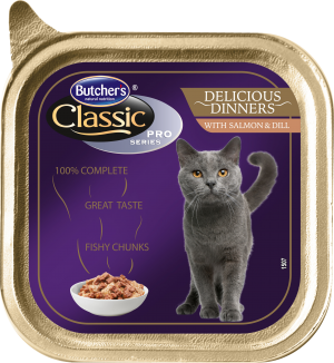Butcher's Classic Pro Series Delicious Dinners 100г - Хапки в сос Грейви за котки, със сьомга