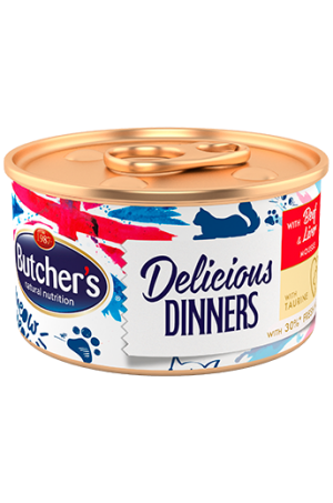 Butcher's Delicious Dinners Mousse 85г - Консервирана храна за котки, мус с говеждо и черен дроб