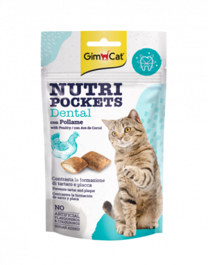 GimCat Nutri Pockets – Хрупкави джобчета Dental с птиче, 60 г