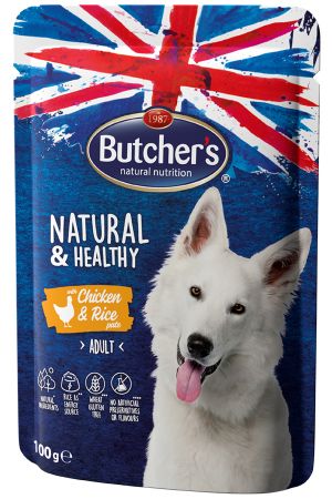 Butcher’s Natural & Healthy Dog - пастет пилешко с ориз, пауч за кучета 100 г