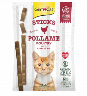 Лакомства за котки - GimCat Sticks - Саламена пръчица с птиче месо 4 бр.