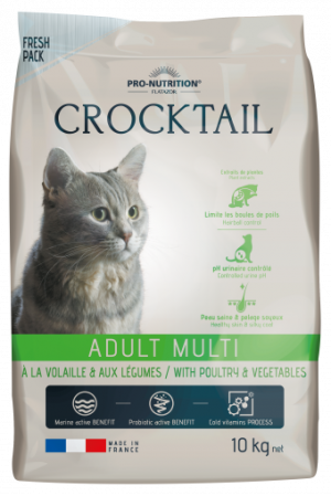 Crocktail ADULT MULTI - Poultry & Vegetables Пълноценна храна за пораснали котки, предпочитащи комбинация от вкусове С МЕСО ОТ ДОМАШНИ ПТИЦИ И ЗЕЛЕНЧУЦИ 10 kg - Кроктейл Адулт Мулти 10 кг