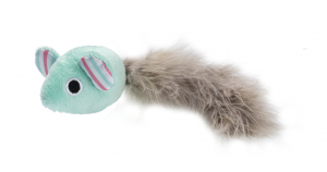 GimCat Играчка за котка DREAM TAIL, плюшена мишка с опашка от пера, светлосин цвят