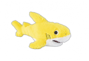 GimCat Играчка за котка SHARKS, плюшена акула с пищялка, жълт цвят