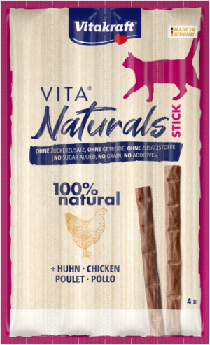 Vita Naturals® Stick - ПРЪЧИЦА ЗА КОТЕ с пилешко, 4 бр., 100% натурална, Vitakraft