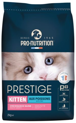 PRESTIGE KITTEN С РИБА 2 kg - Пълноценна храна за малки котенца, за женски котки в края на бременността и в периода на кърмене, както и за кастрирани котенца. Произведена във Франция. 