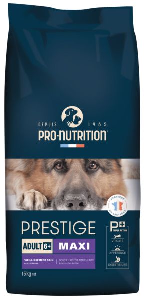 PRESTIGE DOG ADULT 6+ MAXI 15 kg - Пълноценна храна за кучета от едри породи, над 6-годишна възраст. Произведена във Франция.