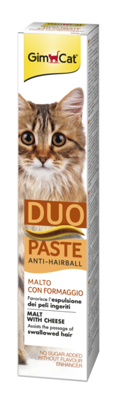 Малцова паста със сирене 50 г - GimCat Anti-Hairball Duo Paste - Подпомагаща изхвърлянето на погълнатите косми