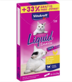 Cat Liquid Snack – ТЕЧЕН СНАКС ЗА КОТКИ с Пиле и Таурин + 33% гратис , Vitakraft; 6+2х15 g