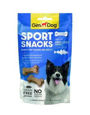 GimDog Sport Snacks – Мини кокалчета с тихоокеанска треска 60 г. Лакомство за кучета с L-карнитин.