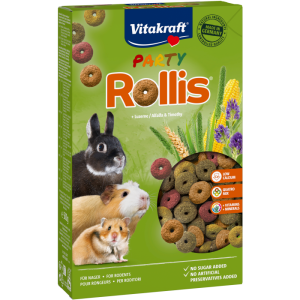 Vitakraft Party Rollis 500 g - Парти гранулки – Комбинирана растителна храна за гризачи + люцерна и тимотейка