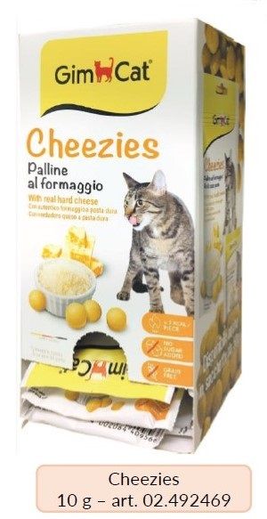 Дисплей с 20 бр. Бонбони със СИРЕНЕ 10 г - 10 g GimCat CHEEZIES; Таблетки със сирене от Гимборн, Германия