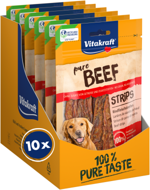Лакомства за кучета - Vitakraft ® Pure  BEEF Strips - Ленти от ГОВЕЖДО месо 100%