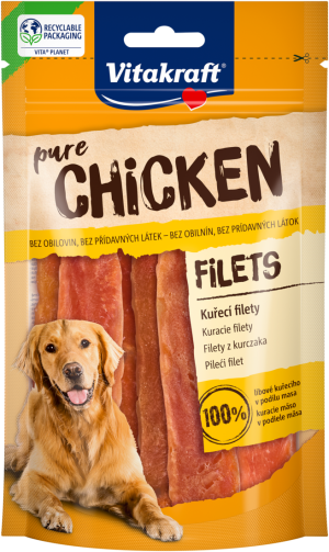 Лакомства за кучета - Vitakraft ® Pure  CHICKEN Filets - Филета от ПИЛЕШКО месо 100%