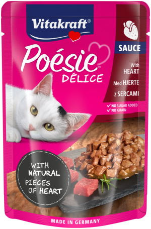 Паучове за котки - вкусен сос с истински парченца от сърца 85 г - Vitakraft POESIE Pouch