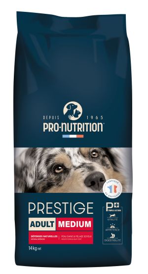 PRESTIGE DOG ADULT MEDIUM 14 kg - Пълноценна храна за пораснали кучета от средни породи. Произведена във Франция.
