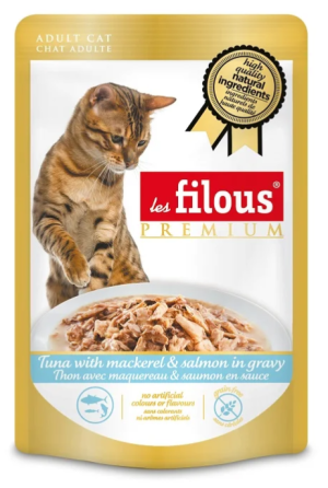 les filous® premium – Пауч за котки Риба тон с късчета Скумрия и Сьомга в сос