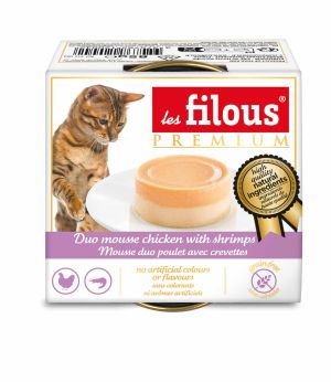 les filous® premium – ДВОЕН МУС за котки Пилешко със Скариди, с гладка текстура