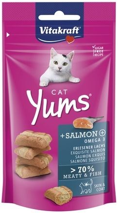 Лакомства за котки - Vitakraft Cat Yums - сочни хапки със сьомга + Омега 3! 