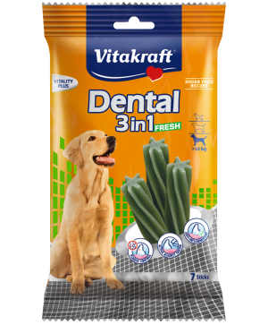Устна хигиена за кучета > 10кг с мента - Vitakraft Dental 3in1 Fresh Medium 7бр