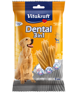 Vitakraft , DENTAL 3 in 1 Medium Дентални солети  за кучета. Контрол на плаката и зъбния камък. За кучета с тегло над 10кг.