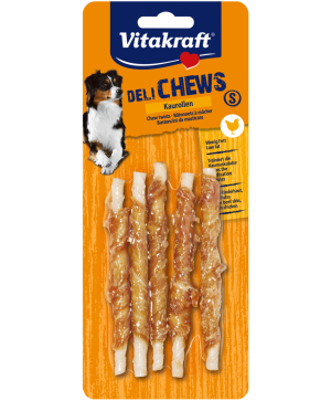 Лакомства за кучета от тележка кожа - Vitakraft Deli Chews - Кокал вързан с пилешко месо, голям L, 1 бр.
